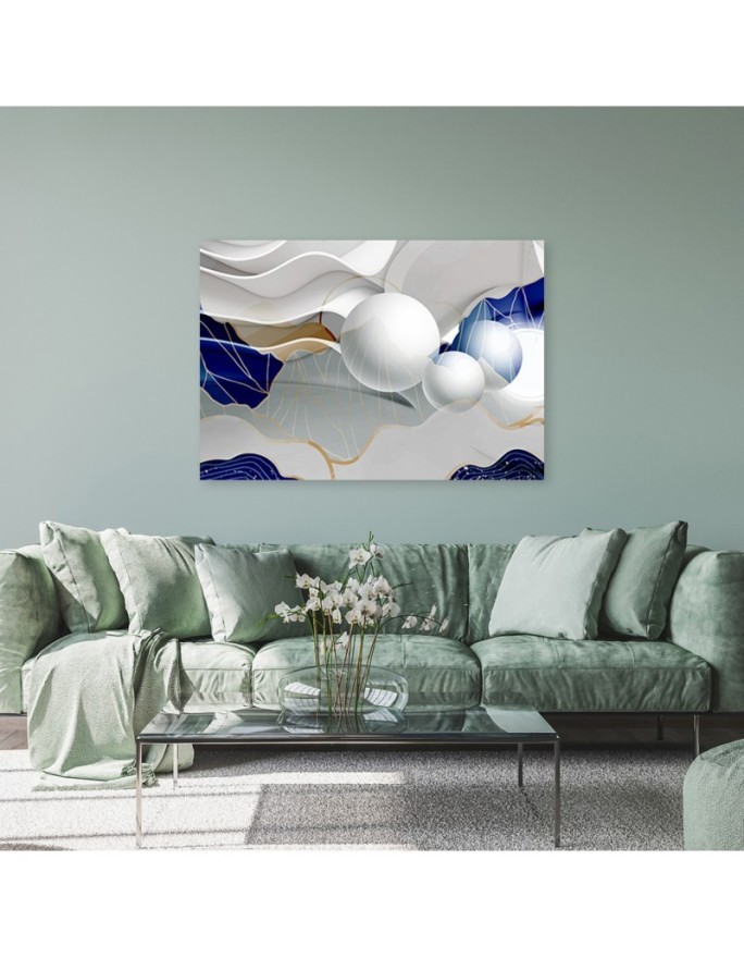 Paintings on Canvas for youth room - Blue abstraction with 3D spheres | FEEBY