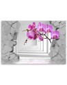 Decorative Canvas painting for living room - Orchid on abstract 3D background | FEEBY