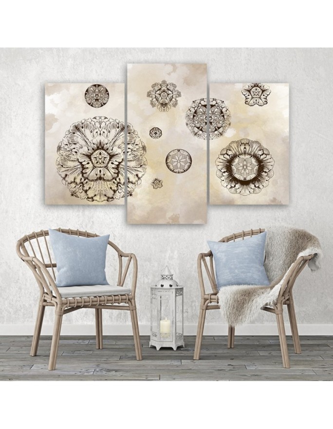 Modern painting for bedroom - Floral geometric shapes | FEEBY
