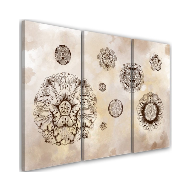 Canvas painting for bedroom 3 piece - Floral geometric shapes | FEEBY