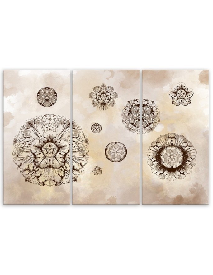 Canvas painting for bedroom 3 piece - Floral geometric shapes | FEEBY