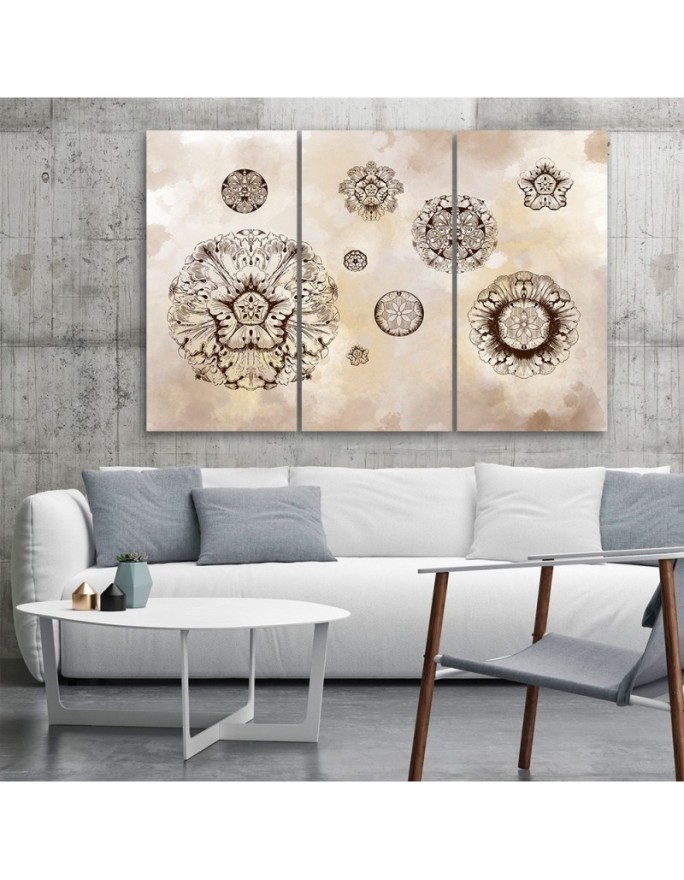 Canvas painting for bedroom 3 piece - Floral geometric shapes | FEEBY
