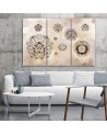 Canvas painting for bedroom 3 piece - Floral geometric shapes | FEEBY
