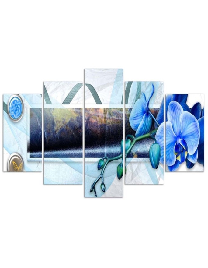 Wall art painting for room 5 Piece  - Composition with orchid | FEEBY