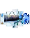Wall art painting for room 5 Piece  - Composition with orchid | FEEBY