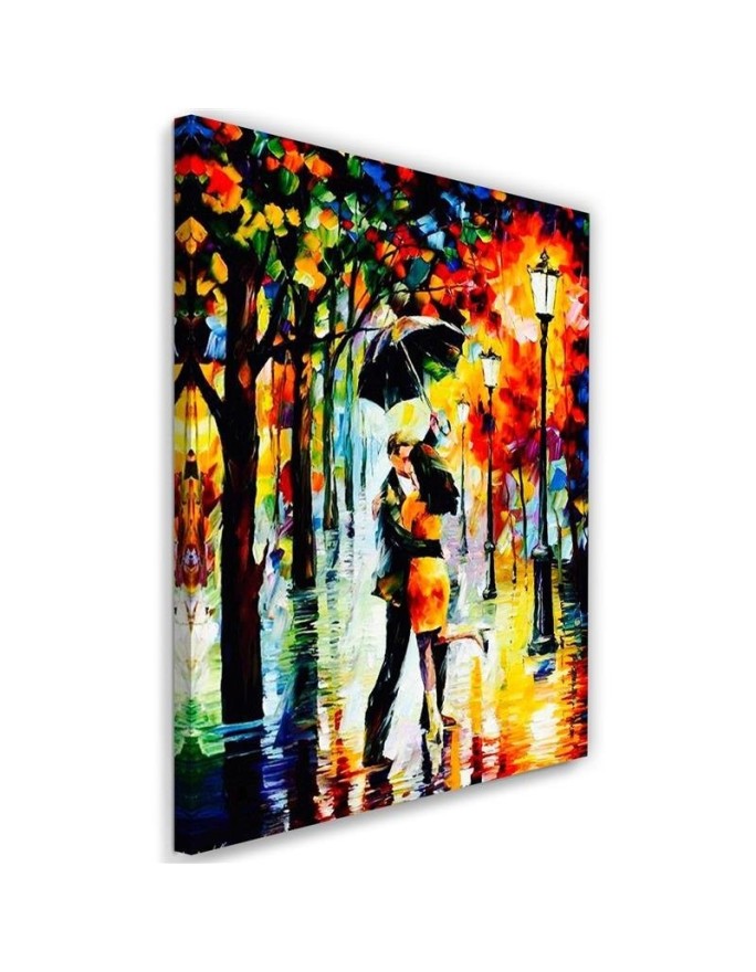 Bedroom canvas painting - Couple under an umbrella abstract | FEEBY