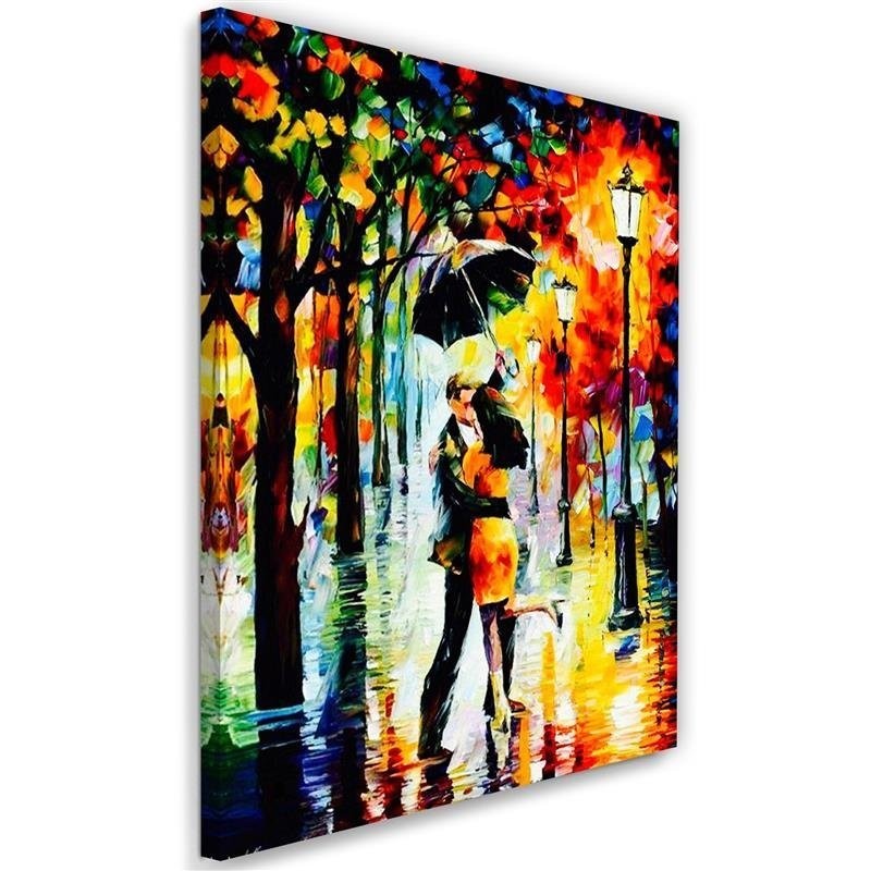Bedroom canvas painting - Couple under an umbrella abstract | FEEBY