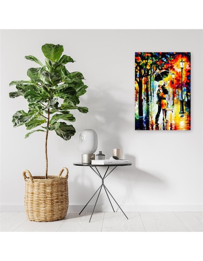 Bedroom canvas painting - Couple under an umbrella abstract | FEEBY