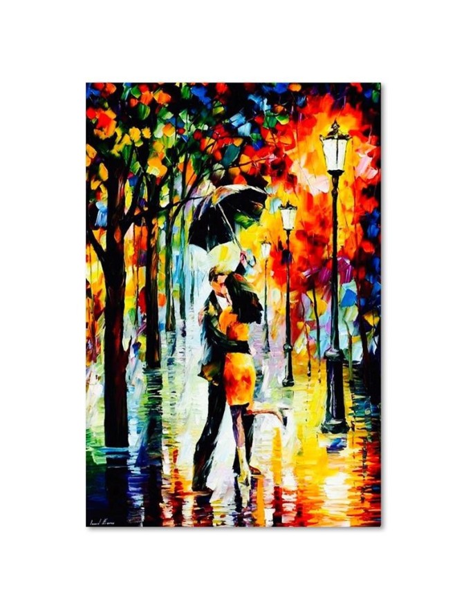 Bedroom canvas painting - Couple under an umbrella abstract | FEEBY