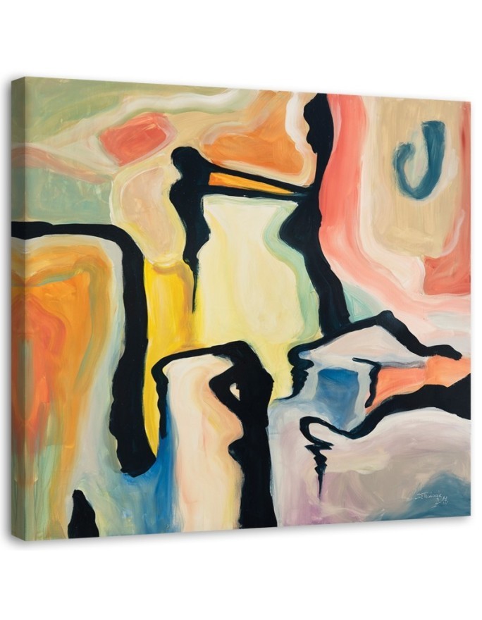 Large Canvas painting for living room wall - Pastel abstraction | FEEBY