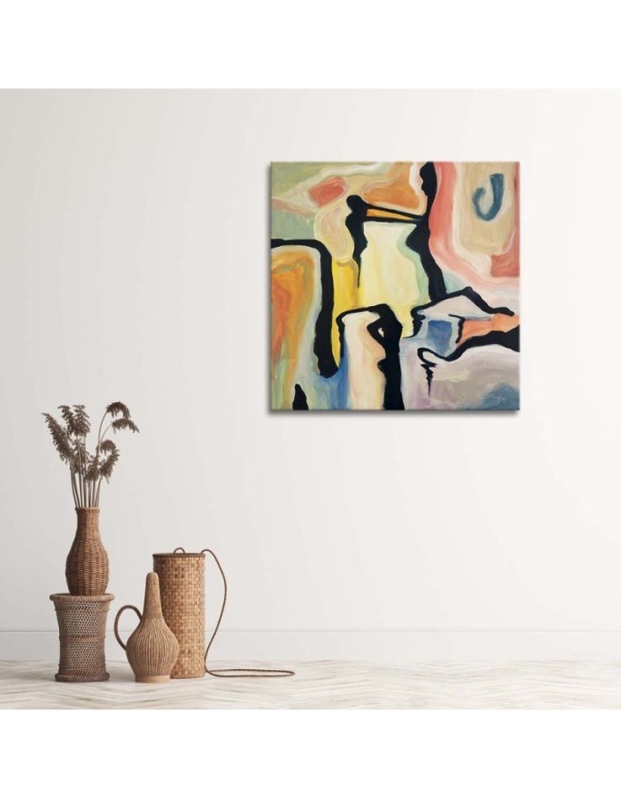 Large Canvas painting for living room wall - Pastel abstraction | FEEBY