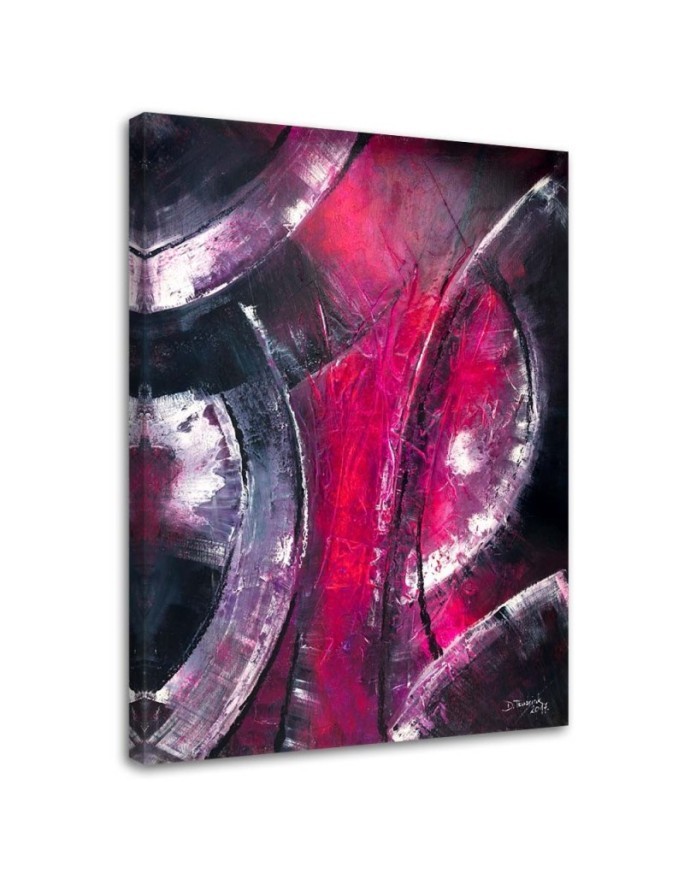 Canvas painting for bedroom - Abstract silver circles | FEEBY