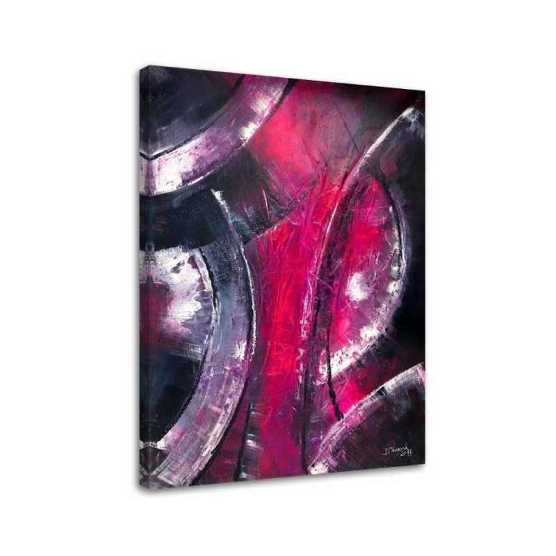 Canvas painting for bedroom - Abstract silver circles | FEEBY