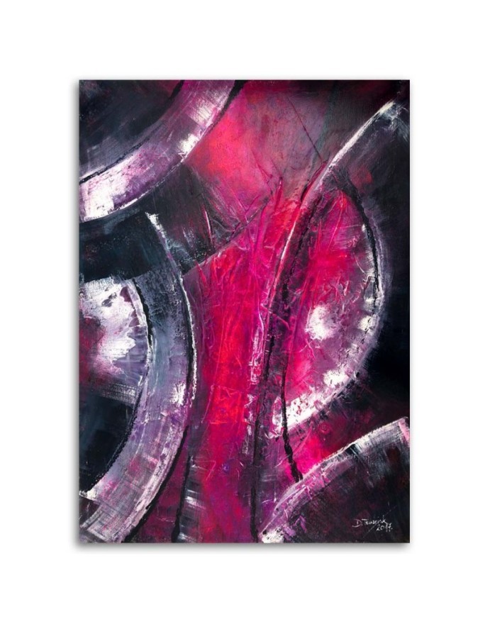 Canvas painting for bedroom - Abstract silver circles | FEEBY