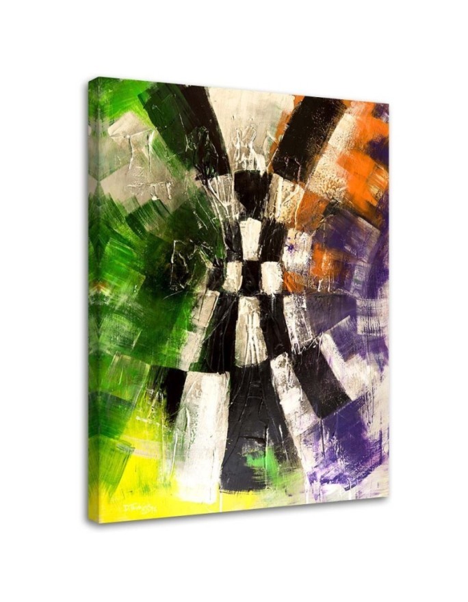 Canvas painting for wall - Colourful abstract chessboard | FEEBY