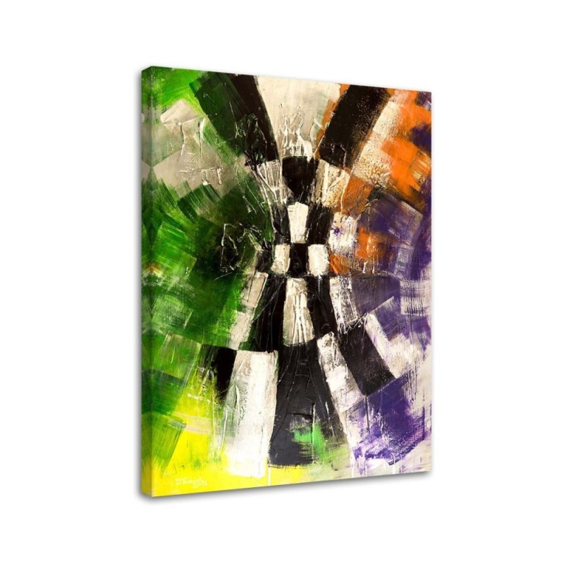 Canvas painting for wall - Colourful abstract chessboard | FEEBY