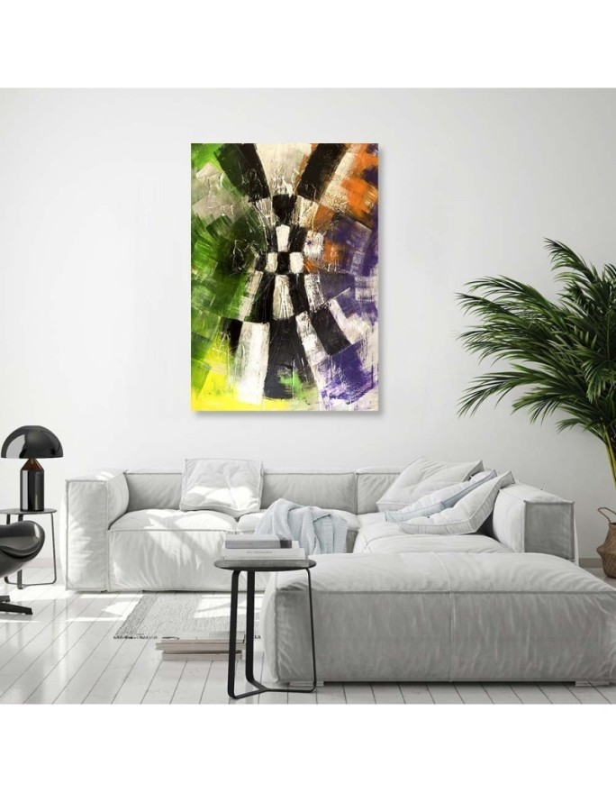 Canvas painting for wall - Colourful abstract chessboard | FEEBY