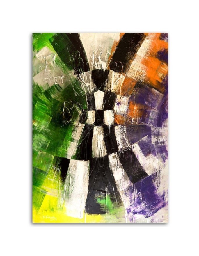 Canvas painting for wall - Colourful abstract chessboard | FEEBY