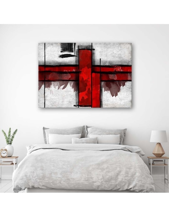 Wall art decoration for room - Abstraction red rectangles | FEEBY