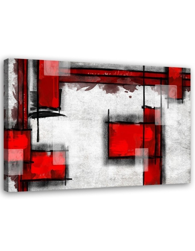 Red geometric abstraction - Wall art Canvas prints for living room | FEEBY
