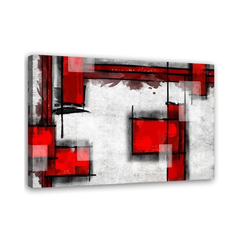Red geometric abstraction - Wall art Canvas prints for living room | FEEBY
