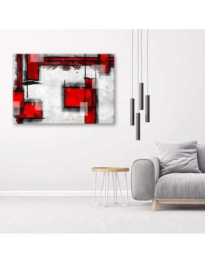 Red geometric abstraction - Wall art Canvas prints for living room | FEEBY