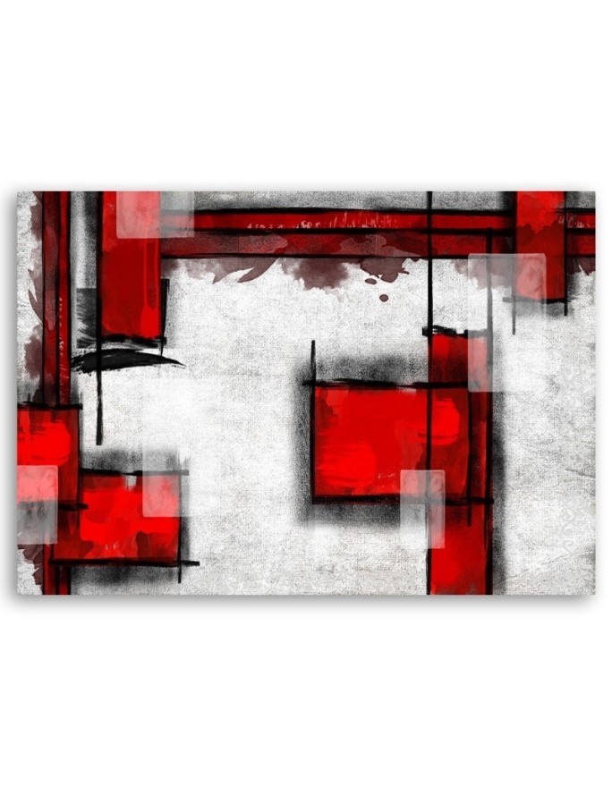 Red geometric abstraction - Wall art Canvas prints for living room | FEEBY