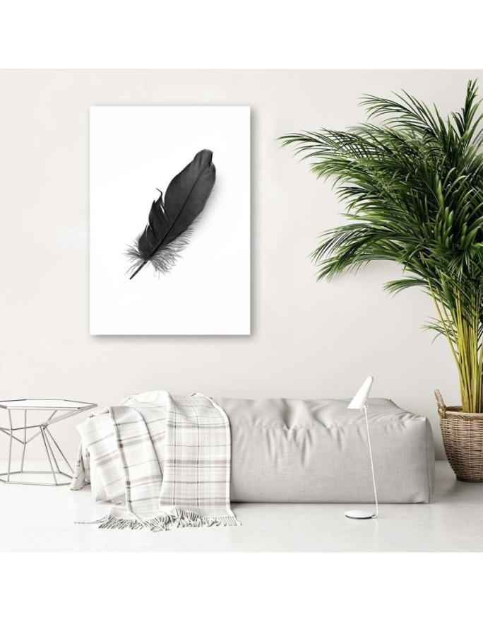 Canvas prints for living room printed on canvas - Black feather | FEEBY