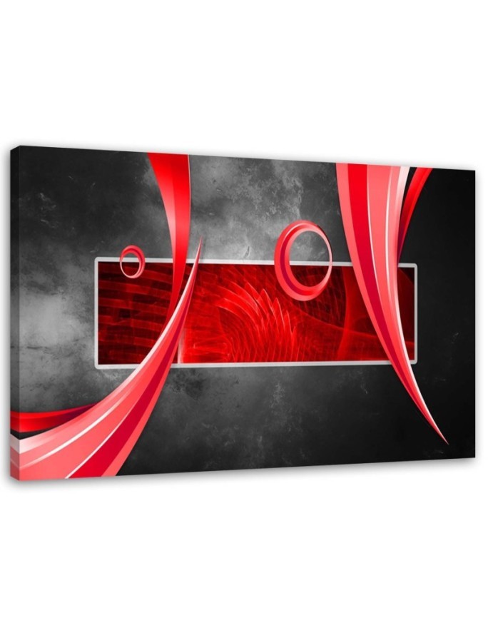 Wall art painting wide - Red 3D abstraction | FEEBY