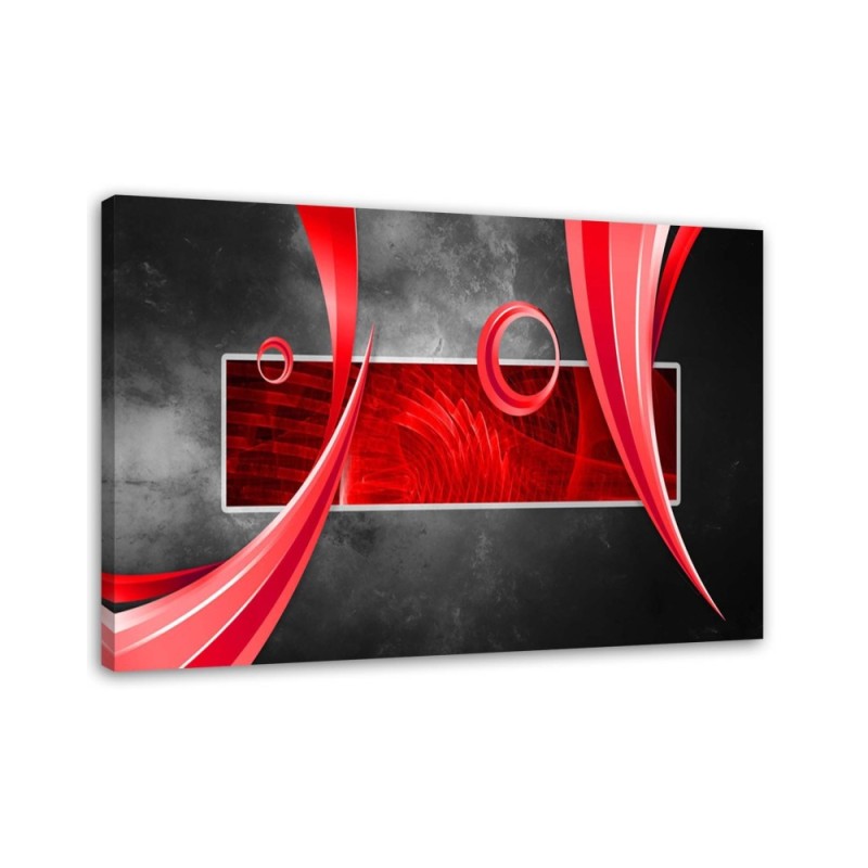 Wall art painting wide - Red 3D abstraction | FEEBY