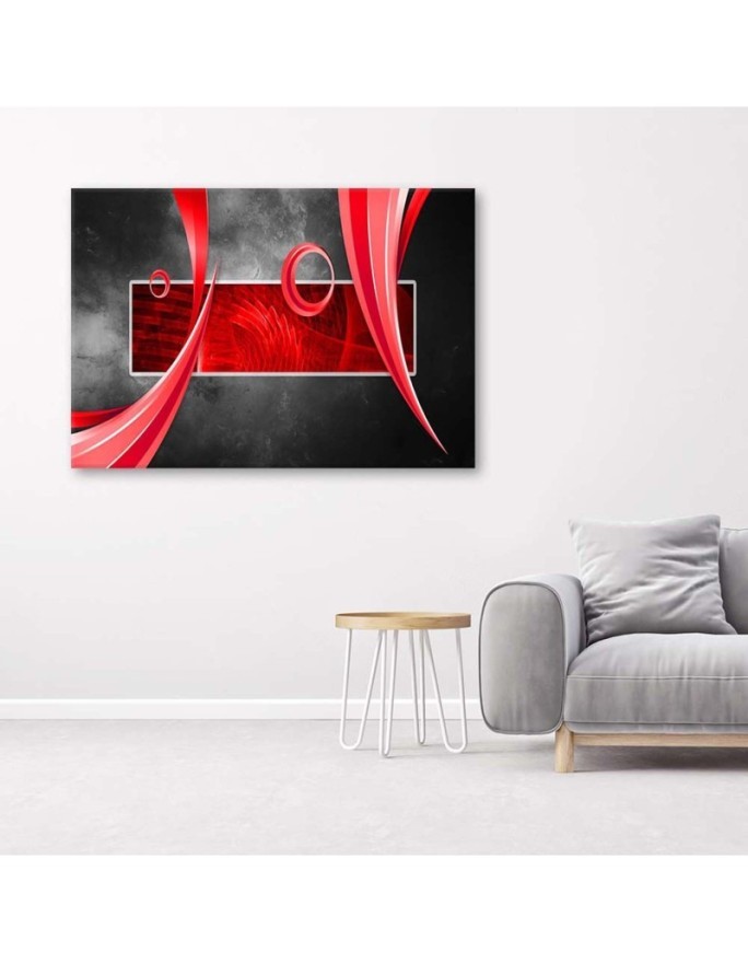 Wall art painting wide - Red 3D abstraction | FEEBY