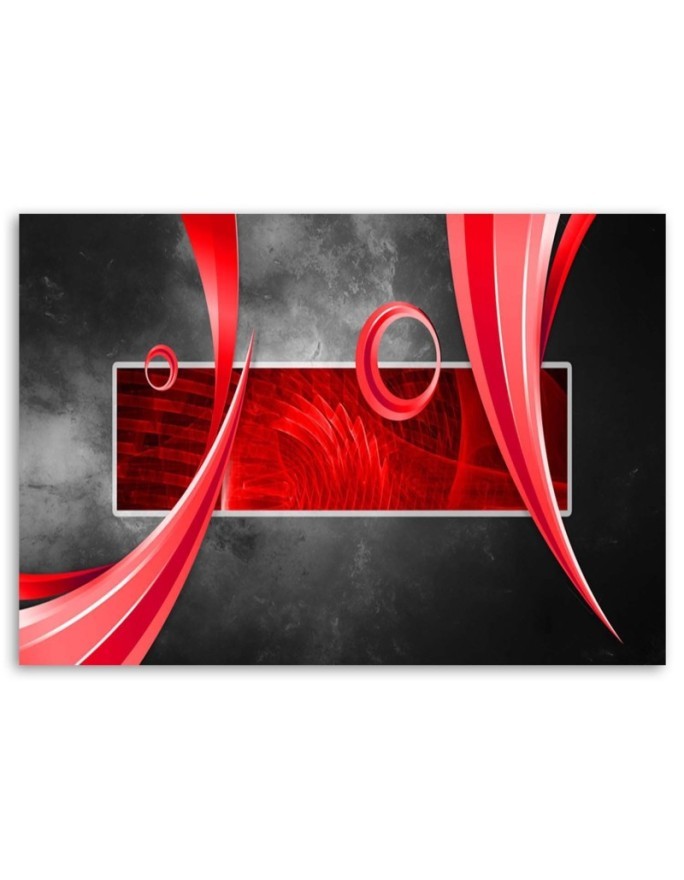 Wall art painting wide - Red 3D abstraction | FEEBY