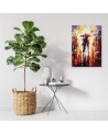 Canvas painting for living room - Couple in the rain under an umbrella | FEEBY
