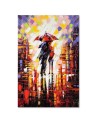 Canvas painting for living room - Couple in the rain under an umbrella | FEEBY