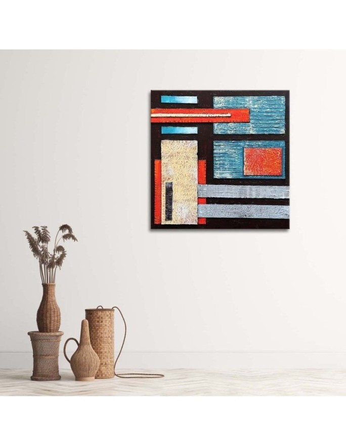 Modern Canvas painting for living room for wall - Turquoise abstraction | FEEBY