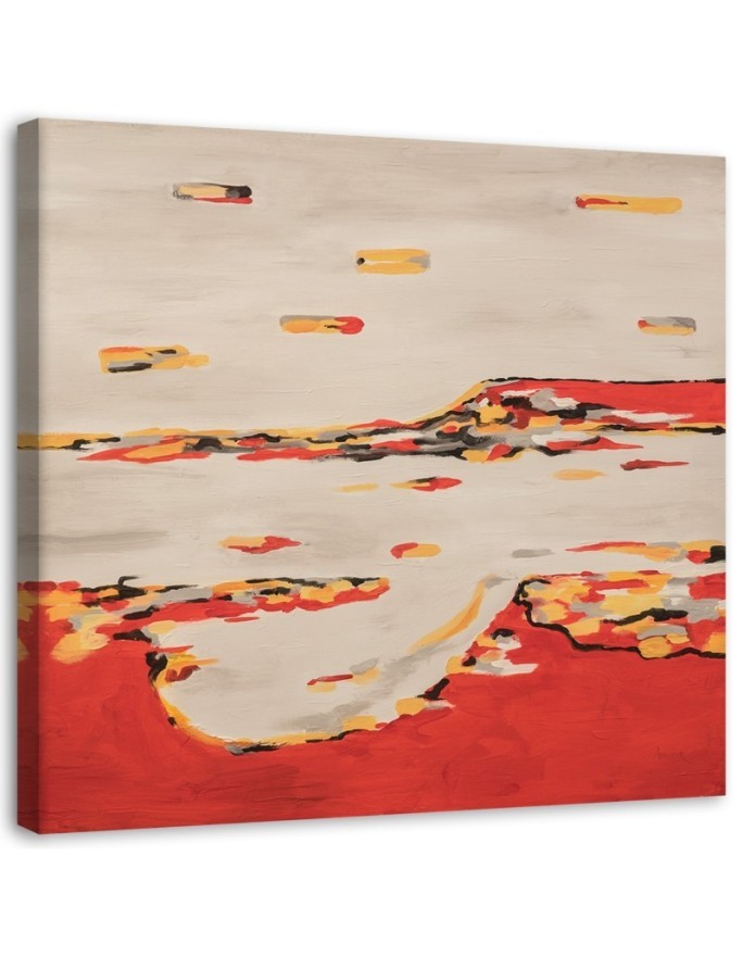 Abstract composition in red - Canvas painting for living room for wall | FEEBY