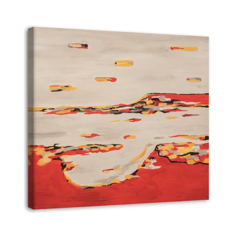 Abstract composition in red - Canvas painting for living room for wall | FEEBY
