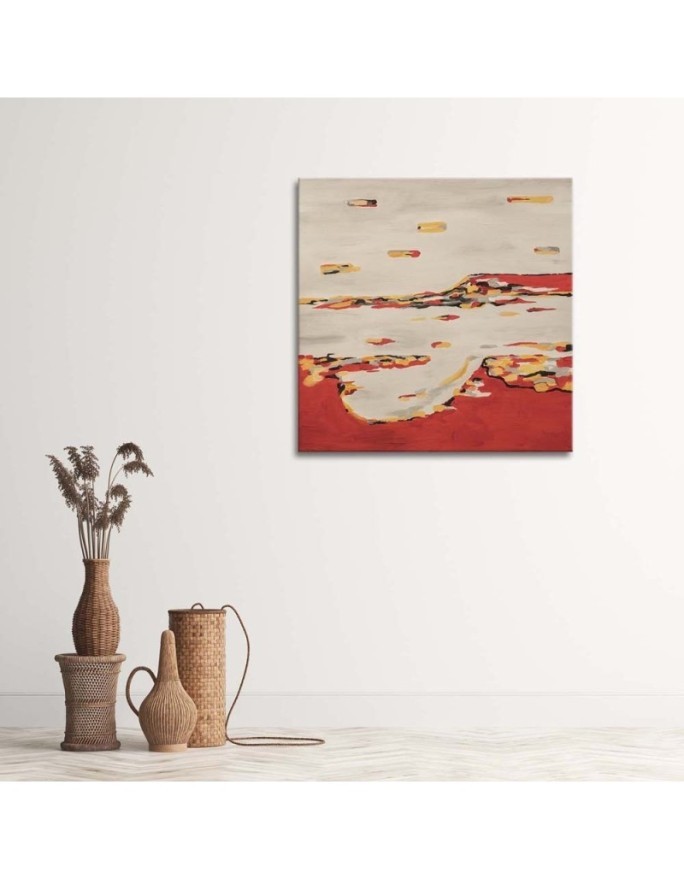 Abstract composition in red - Canvas painting for living room for wall | FEEBY