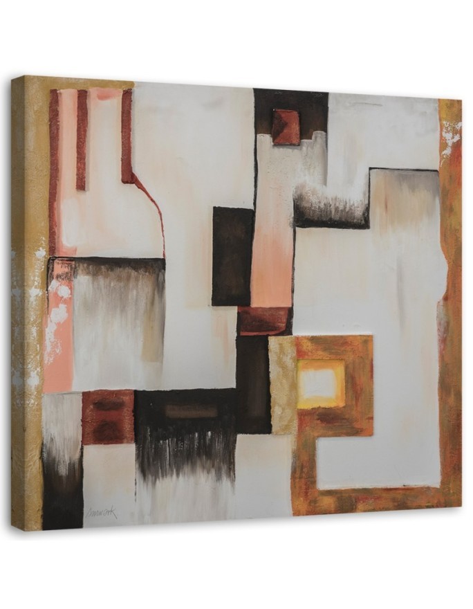 Abstract 3D shapes - trendy wall art painting for living room | FEEBY