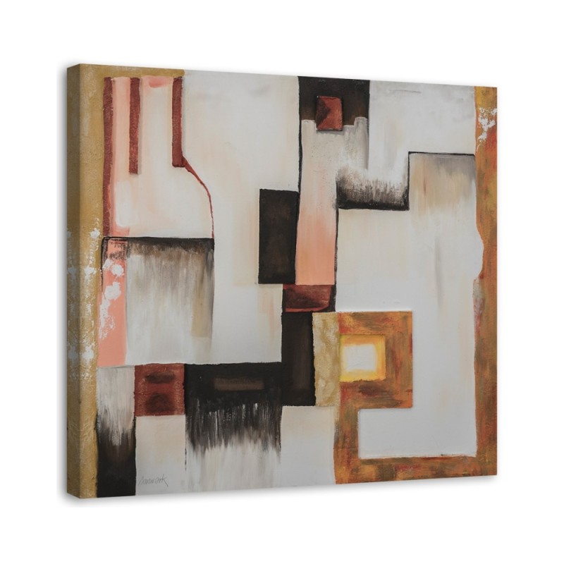 Abstract 3D shapes - trendy wall art painting for living room | FEEBY