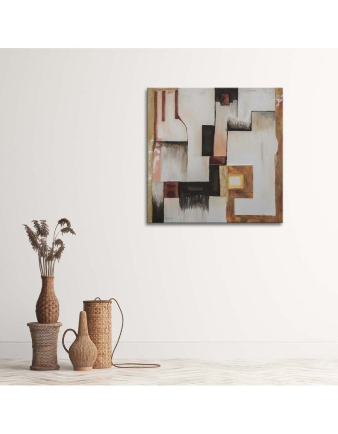 Abstract 3D shapes - trendy wall art painting for living room | FEEBY