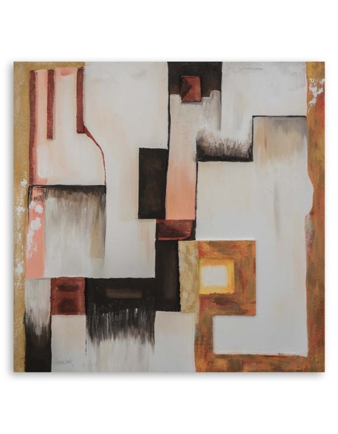 Abstract 3D shapes - trendy wall art painting for living room | FEEBY