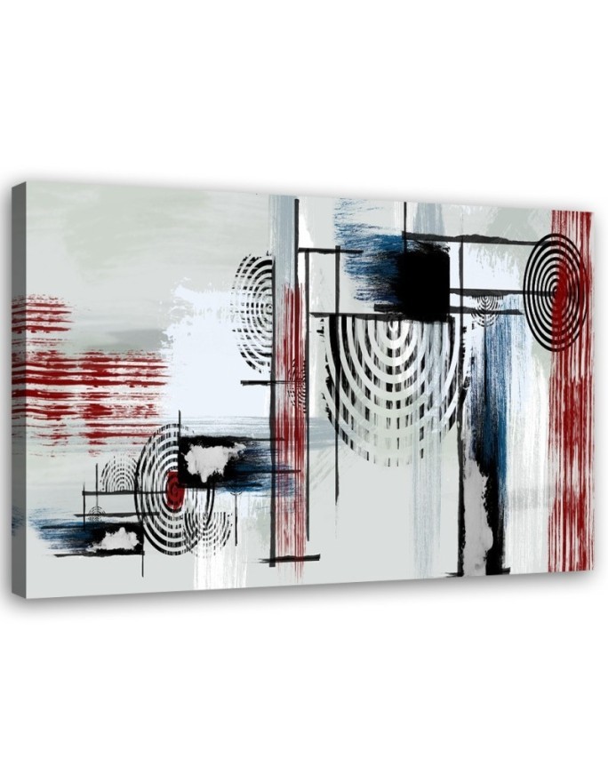 Wall art painting for living room - Abstract in gray and red | FEEBY