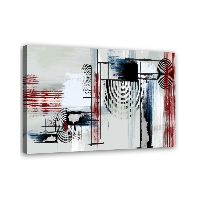 Wall art painting for living room - Abstract in gray and red | FEEBY