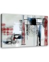 Wall art painting for living room - Abstract in gray and red | FEEBY