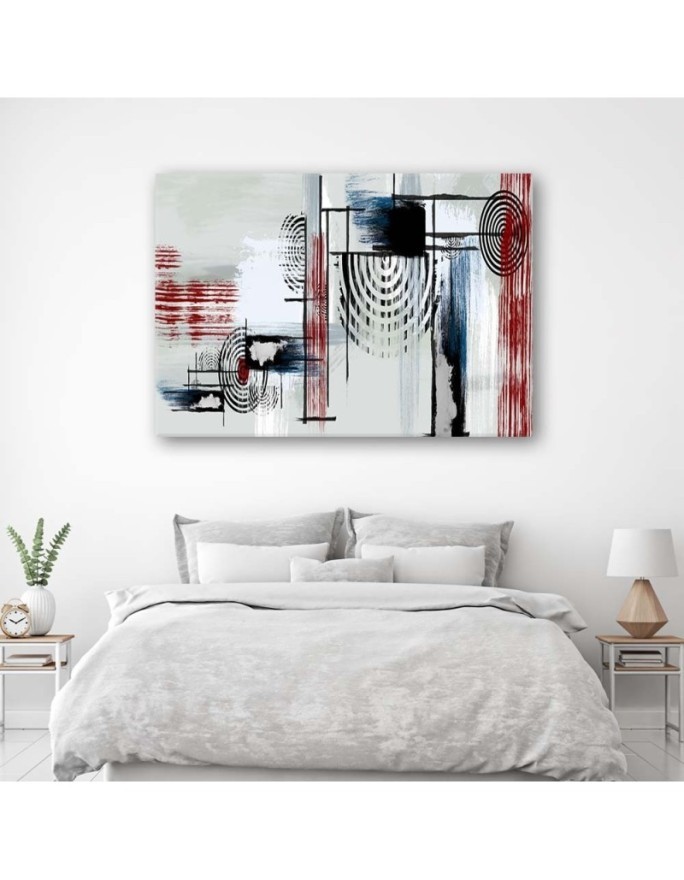 Wall art painting for living room - Abstract in gray and red | FEEBY