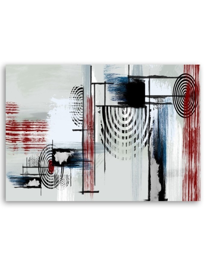 Wall art painting for living room - Abstract in gray and red | FEEBY