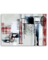 Wall art painting for living room - Abstract in gray and red | FEEBY