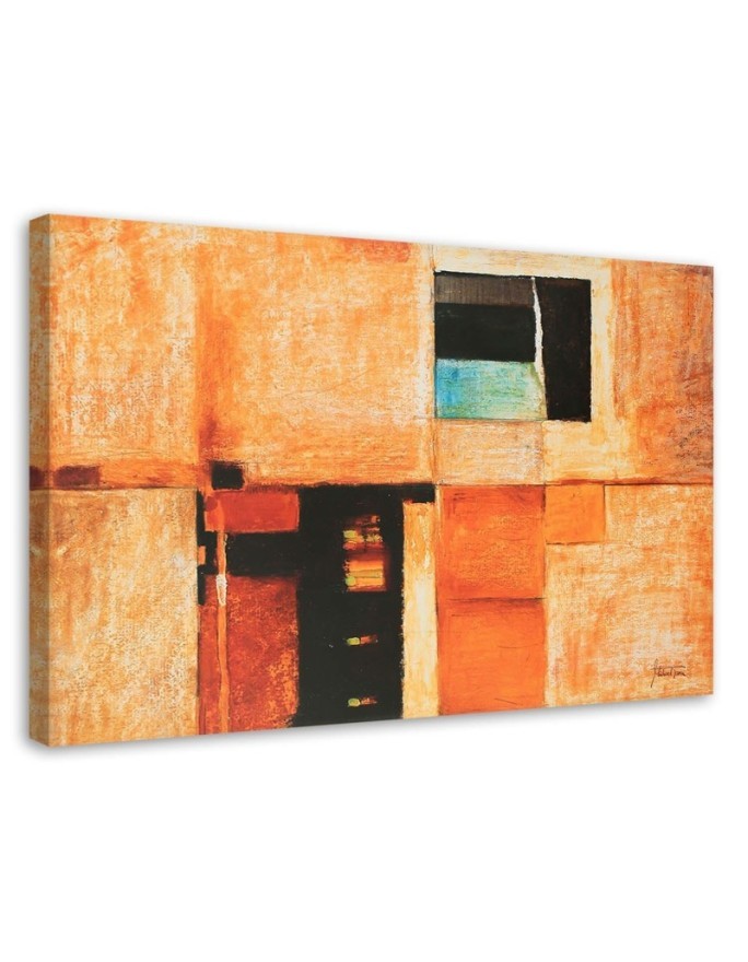 Fashionable wall art painting - Geometric composition in orange | FEEBY
