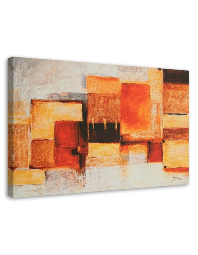 Modern Canvas painting - Geometric abstract in warm colours | FEEBY